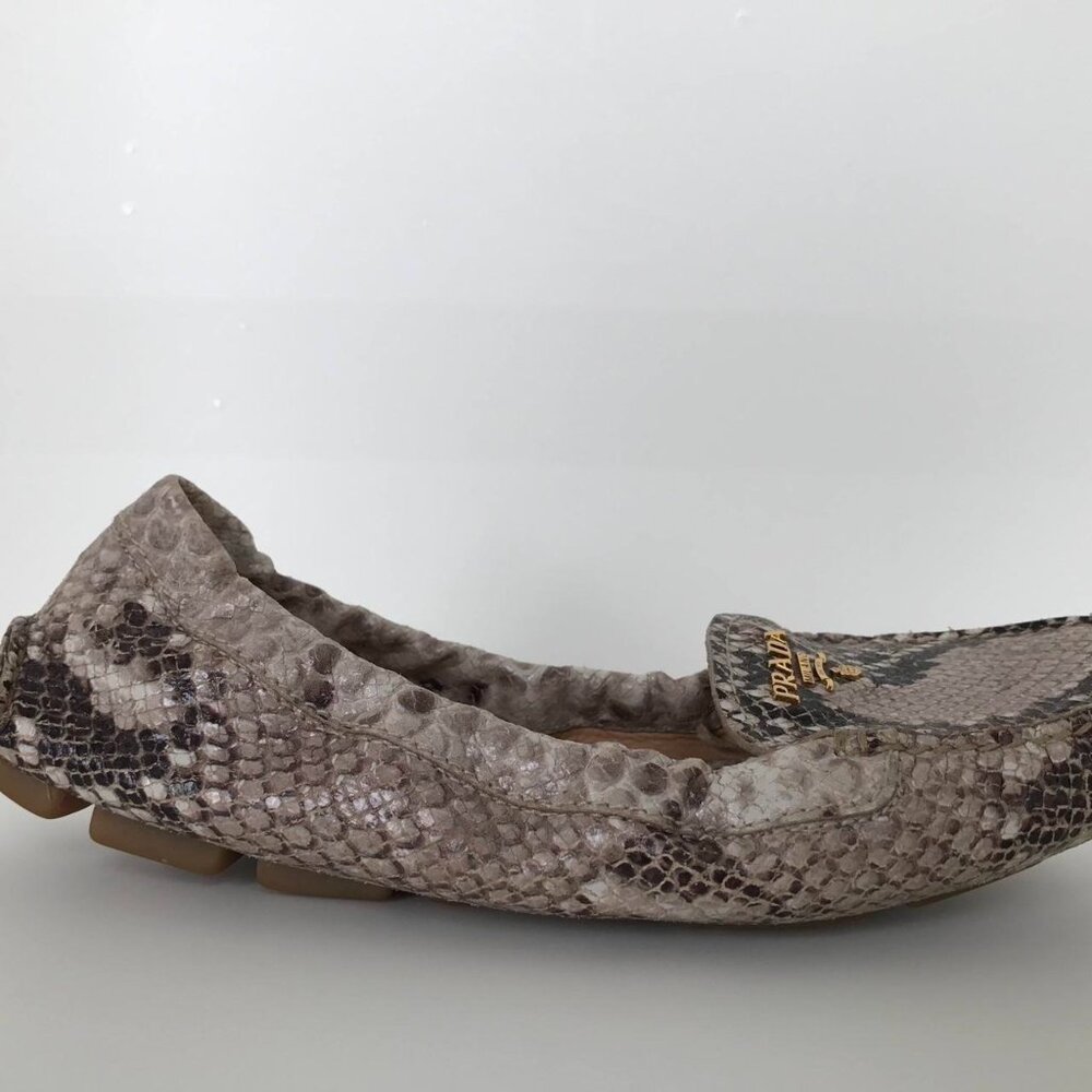 Prada Python Snake Embossed Scrunch Moccasin Loaf… - image 5